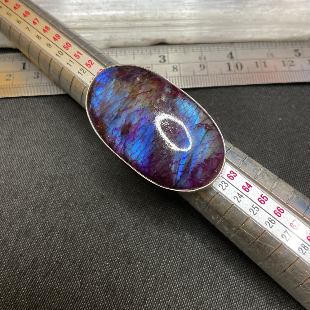 Labradorite sterling silver Oval Blue and Purple Stone Ring